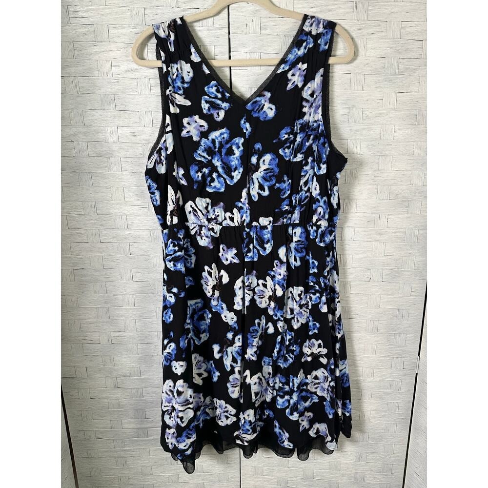 Vera Wang Womens Dress sleeveless deep V-neck feminine summer black & purple
